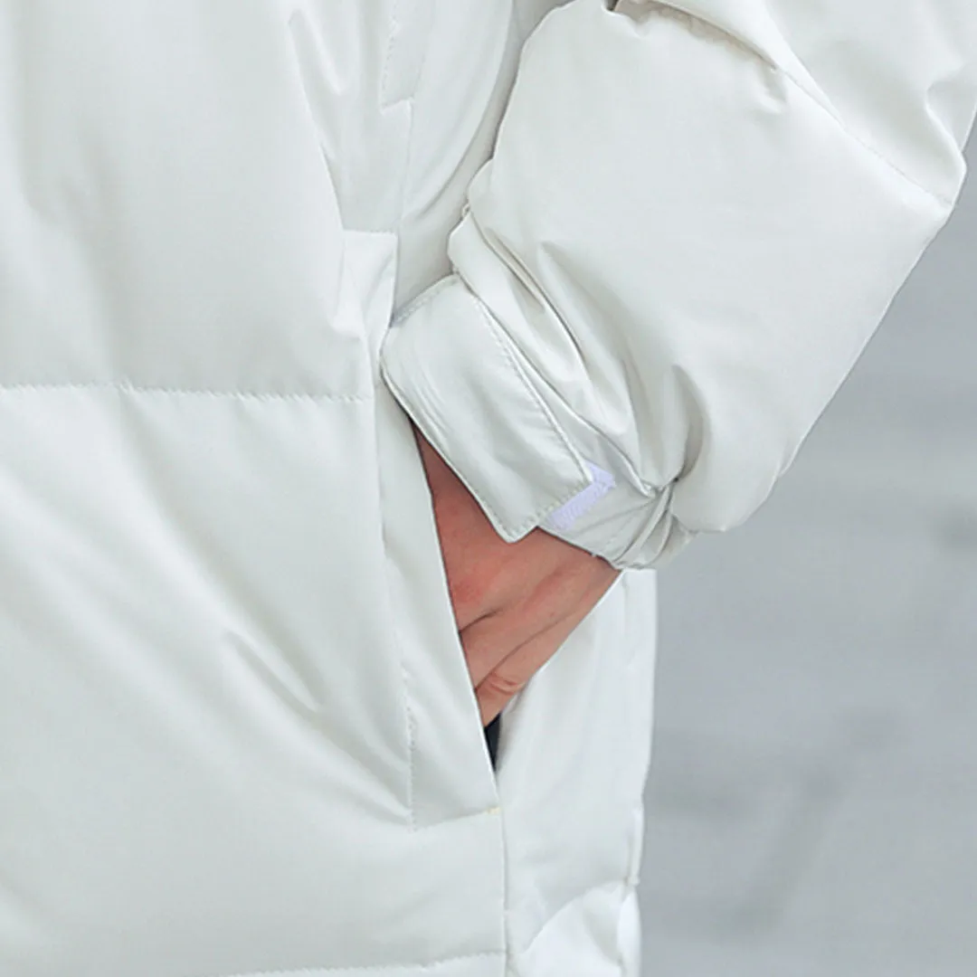 abbee White XL Winter Hooded Overcoat Long Jacket Stylish Lightweight Quilted Warm Puffer Coat