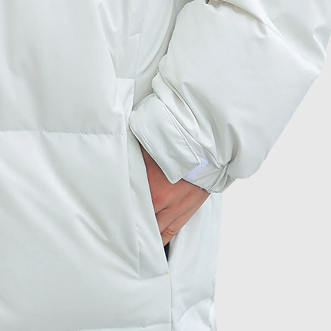abbee White XL Winter Hooded Overcoat Long Jacket Stylish Lightweight Quilted Warm Puffer Coat
