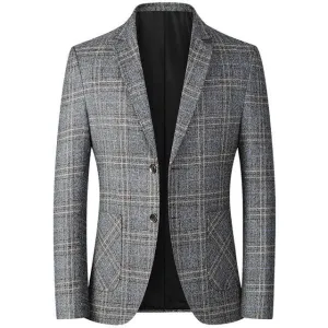 Angelo Ricci™ Business Casual Single-Breasted Plaid Blazer