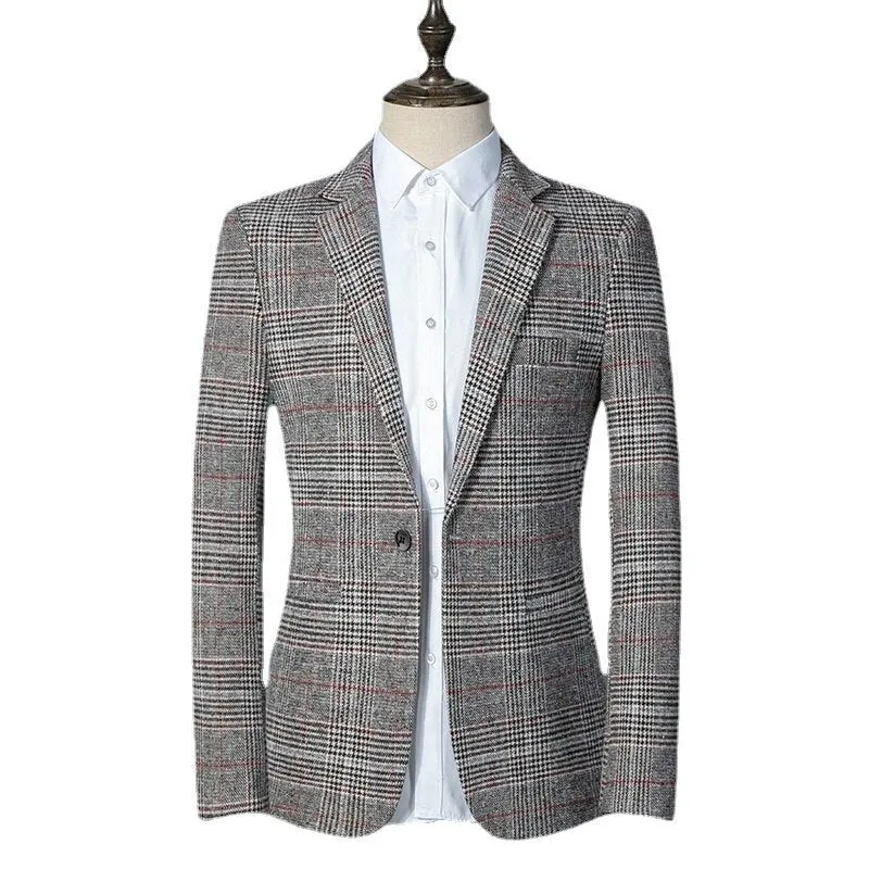 Angelo Ricci™ Designer England Style Plaid Business Blazer