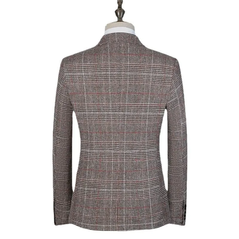 Angelo Ricci™ Designer England Style Plaid Business Blazer