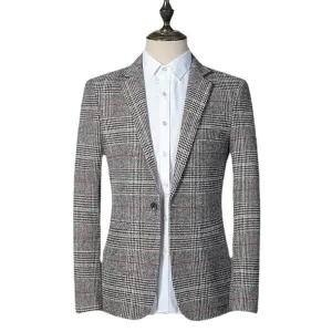 Angelo Ricci™ Designer England Style Plaid Business Blazer