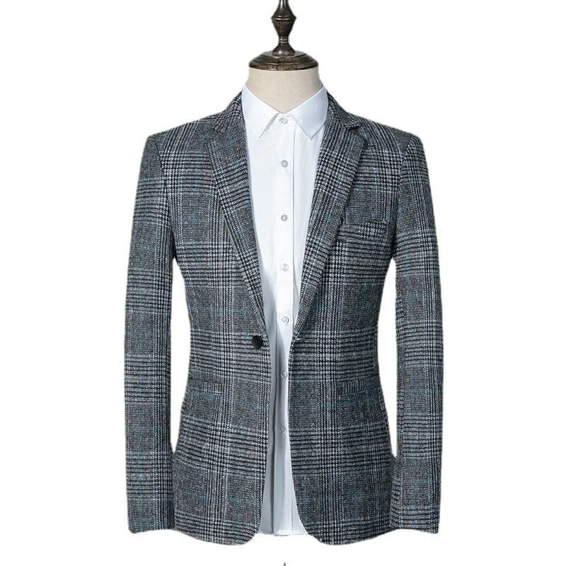 Angelo Ricci™ Designer England Style Plaid Business Blazer