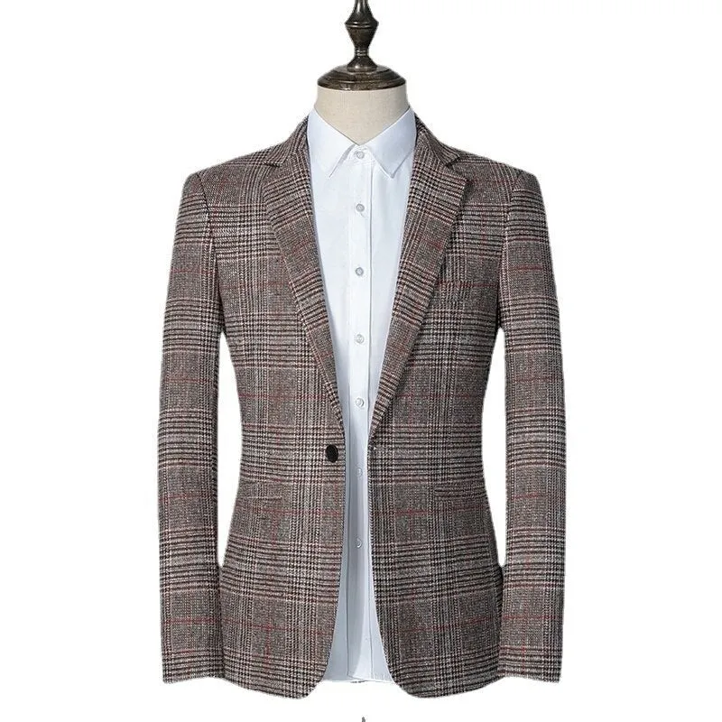 Angelo Ricci™ Designer England Style Plaid Business Blazer