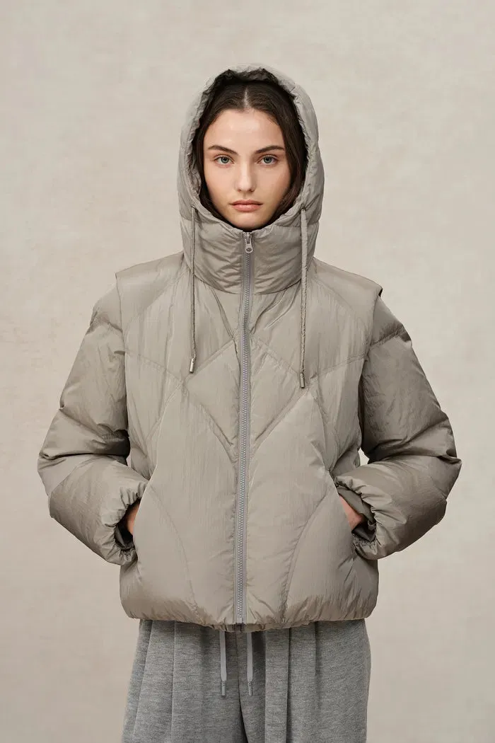 Bessy Cropped Two-Piece Puffer Set in Water-Repellent Fabric