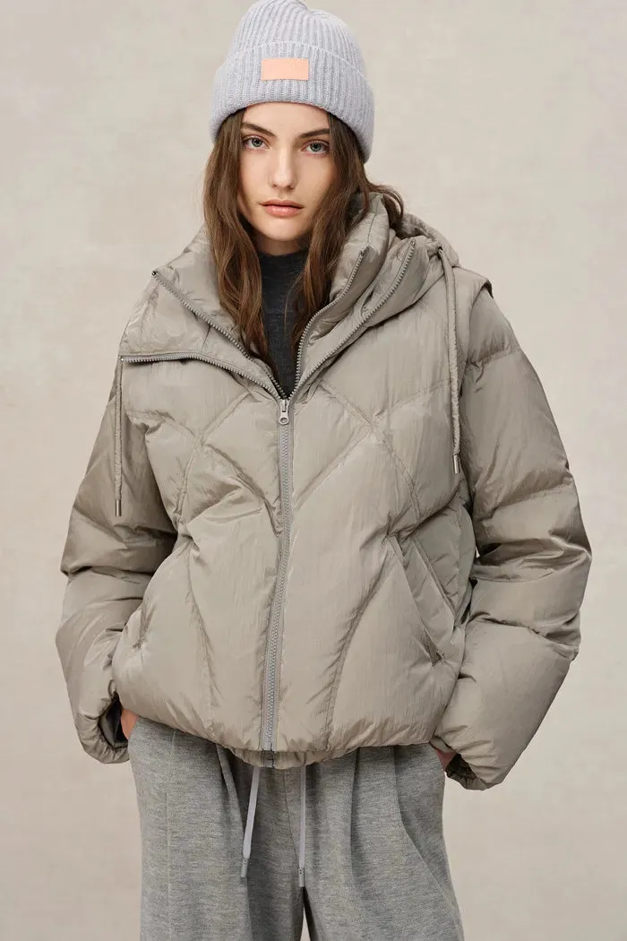 Bessy Cropped Two-Piece Puffer Set in Water-Repellent Fabric
