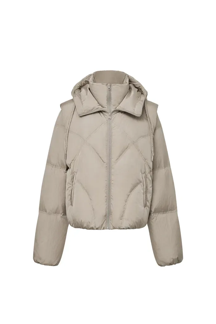 Bessy Cropped Two-Piece Puffer Set in Water-Repellent Fabric