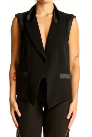 Black Single Breasted Peaked Lapel Vest