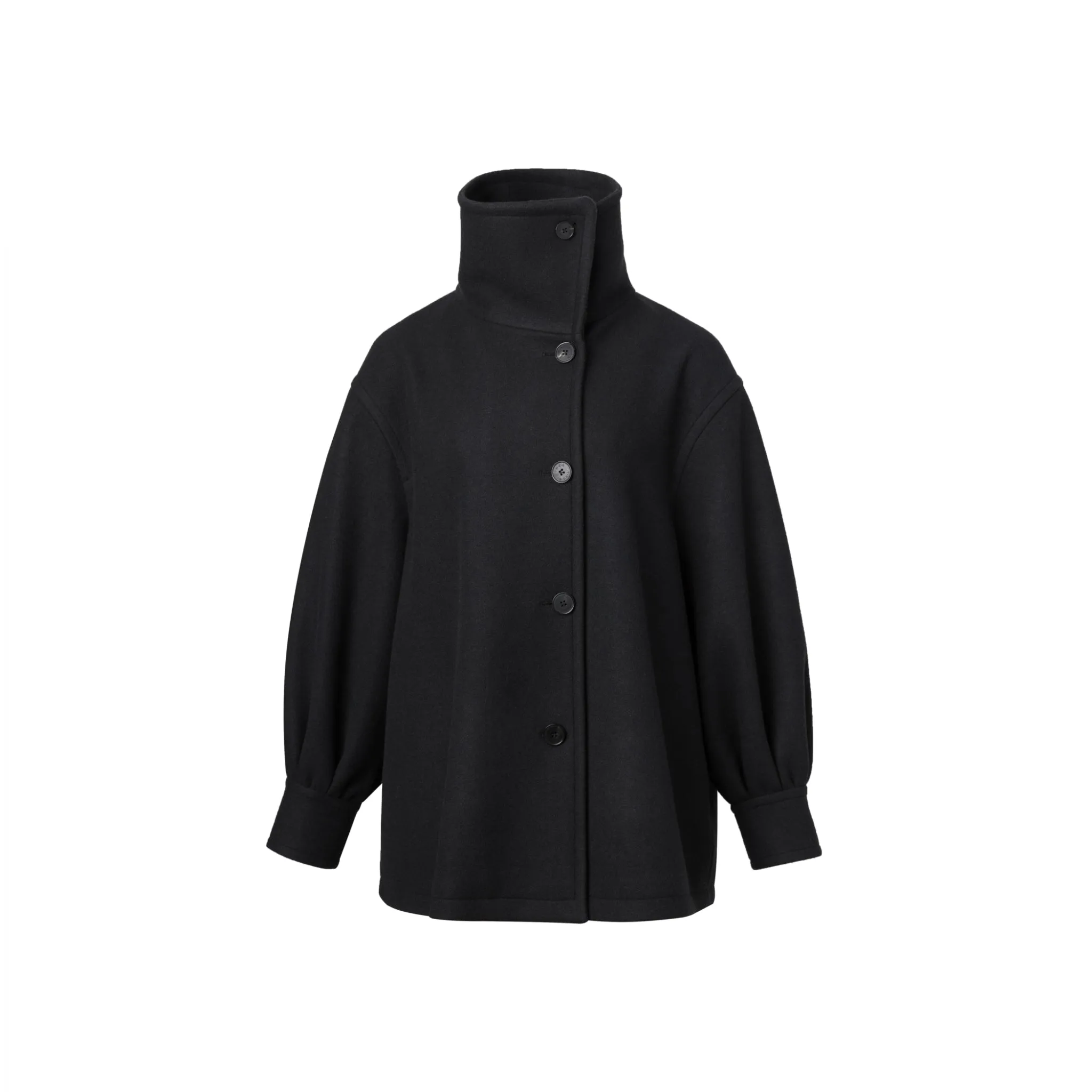 Black Stand-collar Full Sleeve Jacket