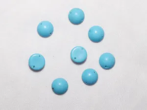 Blue Circular 2 Hole Glass Stones - 10 mm