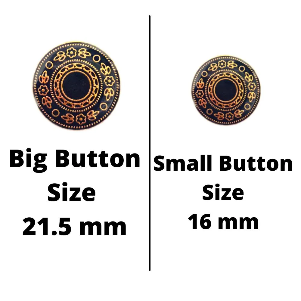 Blue Gold Designer Metal Coat Buttons