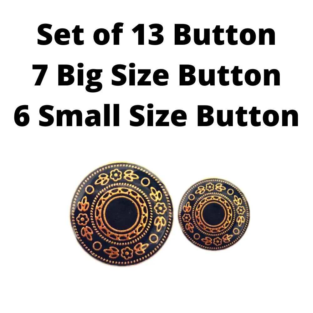 Blue Gold Designer Metal Coat Buttons