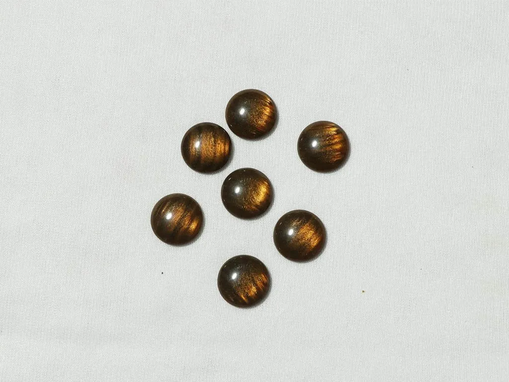 Brown Golden Circular Glass Stones -16 mm