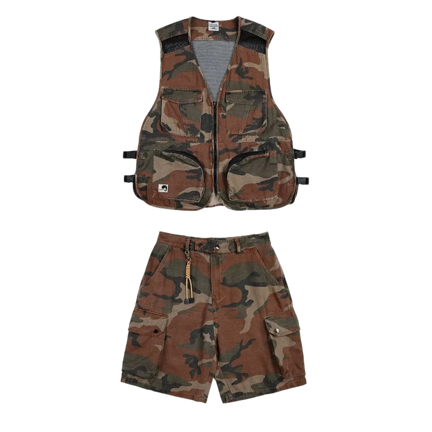 Camouflage print fisherman vest