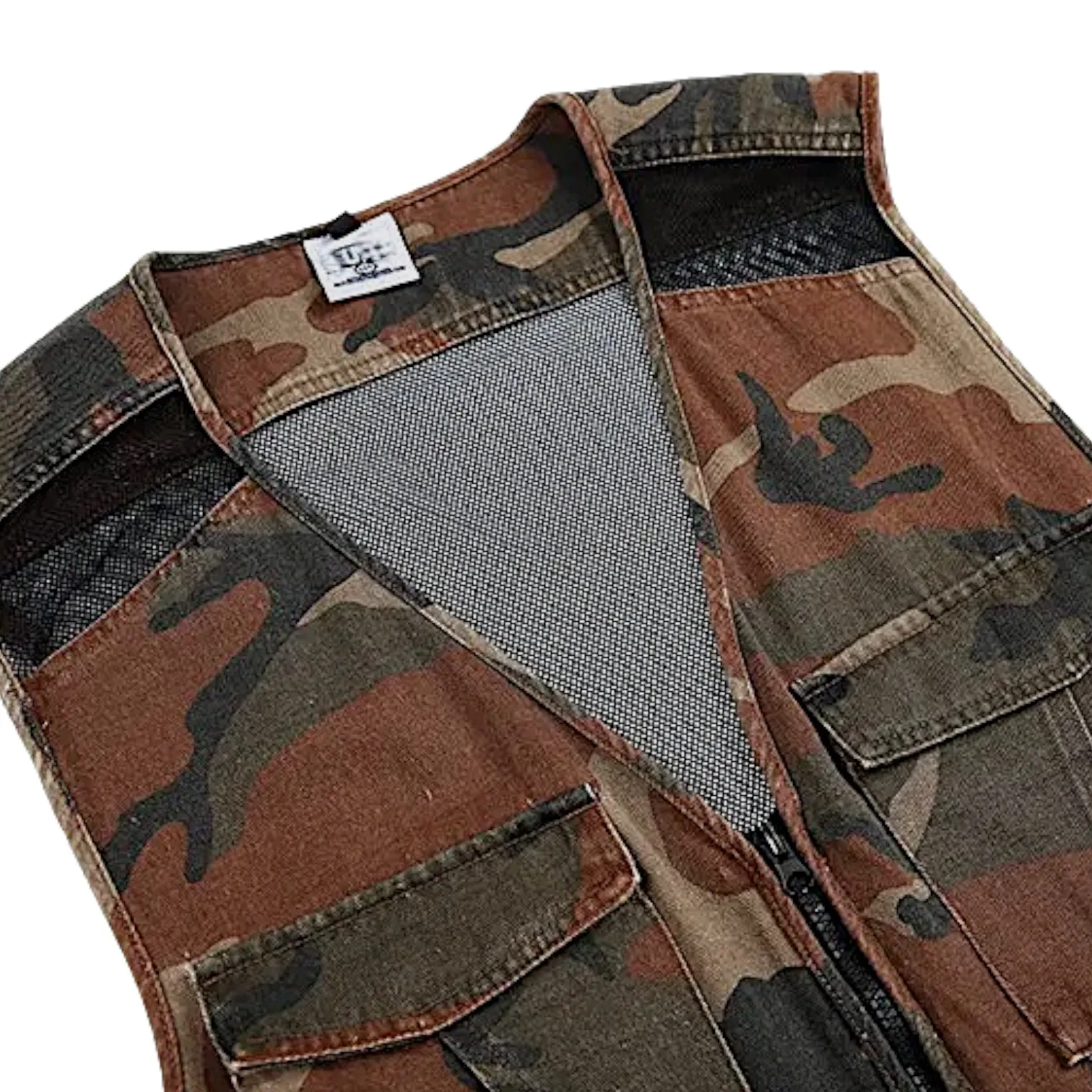 Camouflage print fisherman vest
