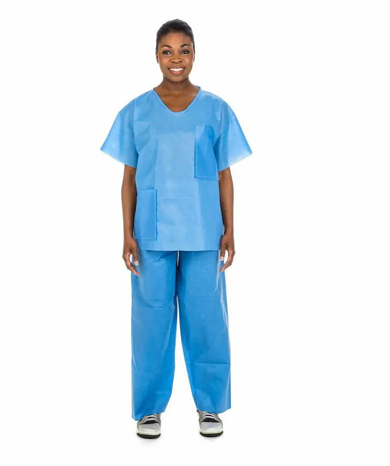 Cardinal Health Short Sleeve SMS Top with V-Neck Blue Scrubwear