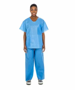 Cardinal Health Short Sleeve SMS Top with V-Neck Blue Scrubwear
