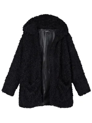 Casual Noble Fall Winter Warm Hooded Furry Coat Outwear