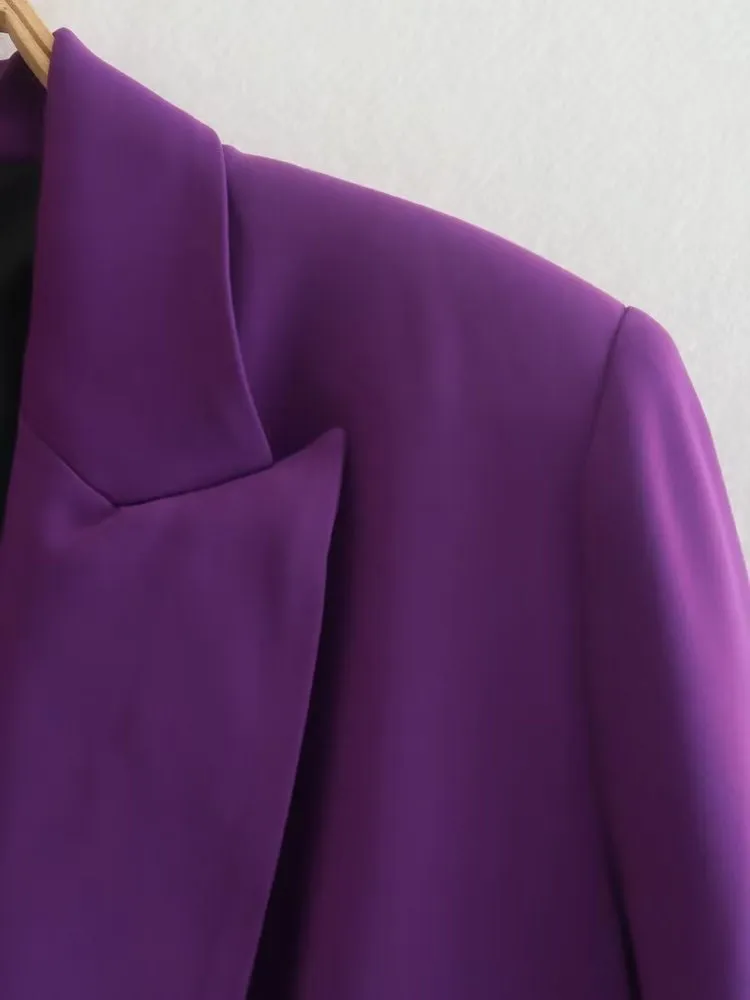 Chic Solid Color Rollable Sleeve Retro Blazer