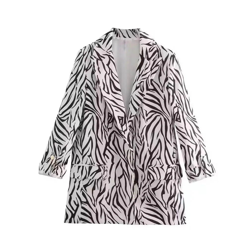 Chic Solid Color Rollable Sleeve Retro Blazer