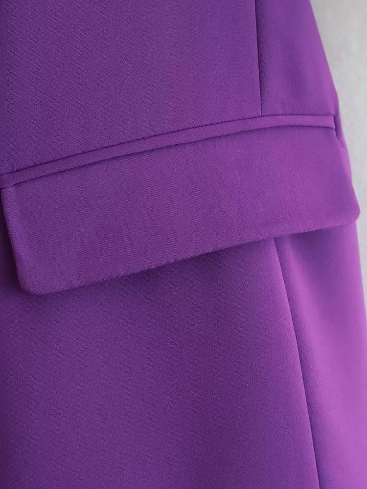 Chic Solid Color Rollable Sleeve Retro Blazer