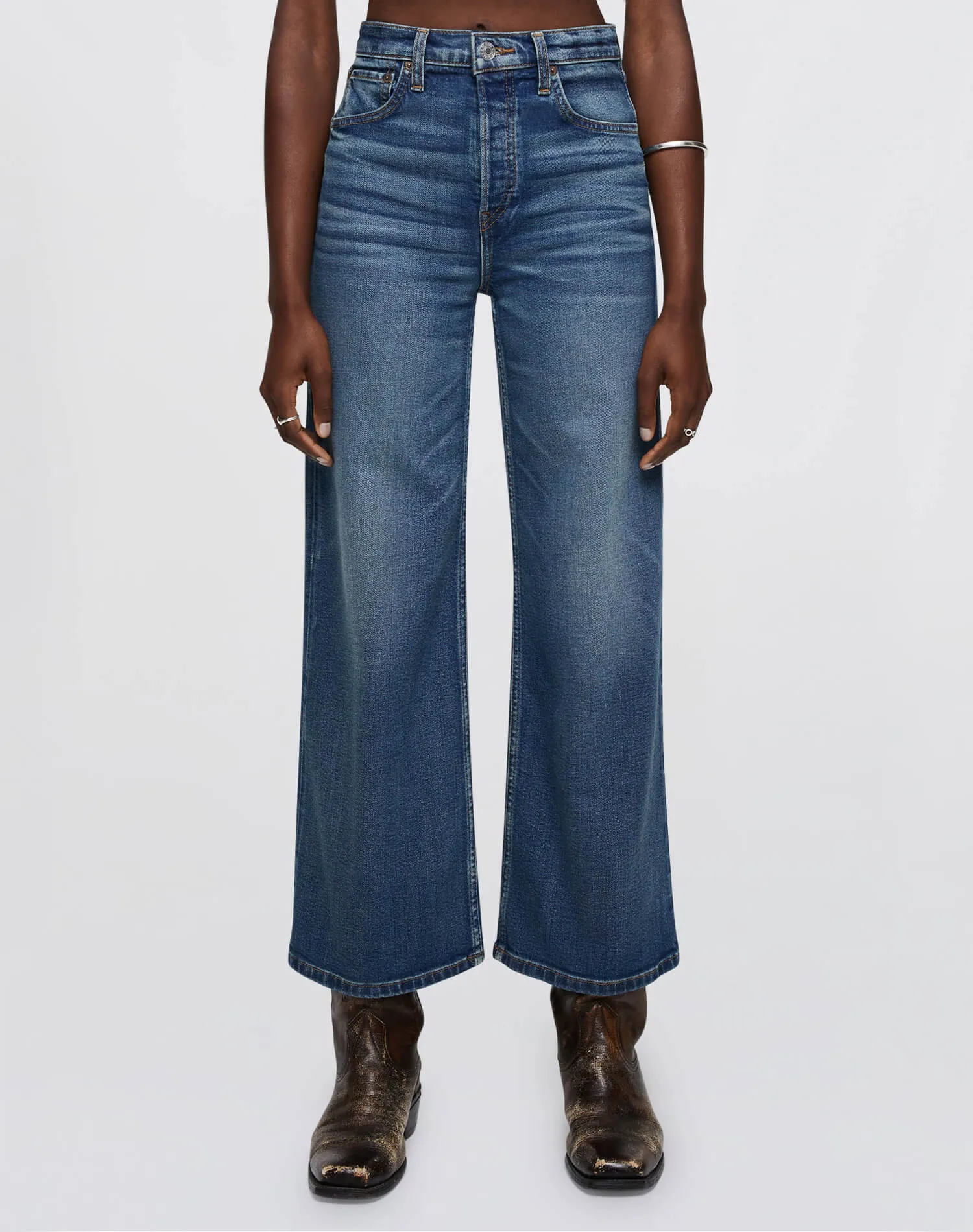 Comfort Stretch High Rise Wide Leg Crop - Crafted Indigo
