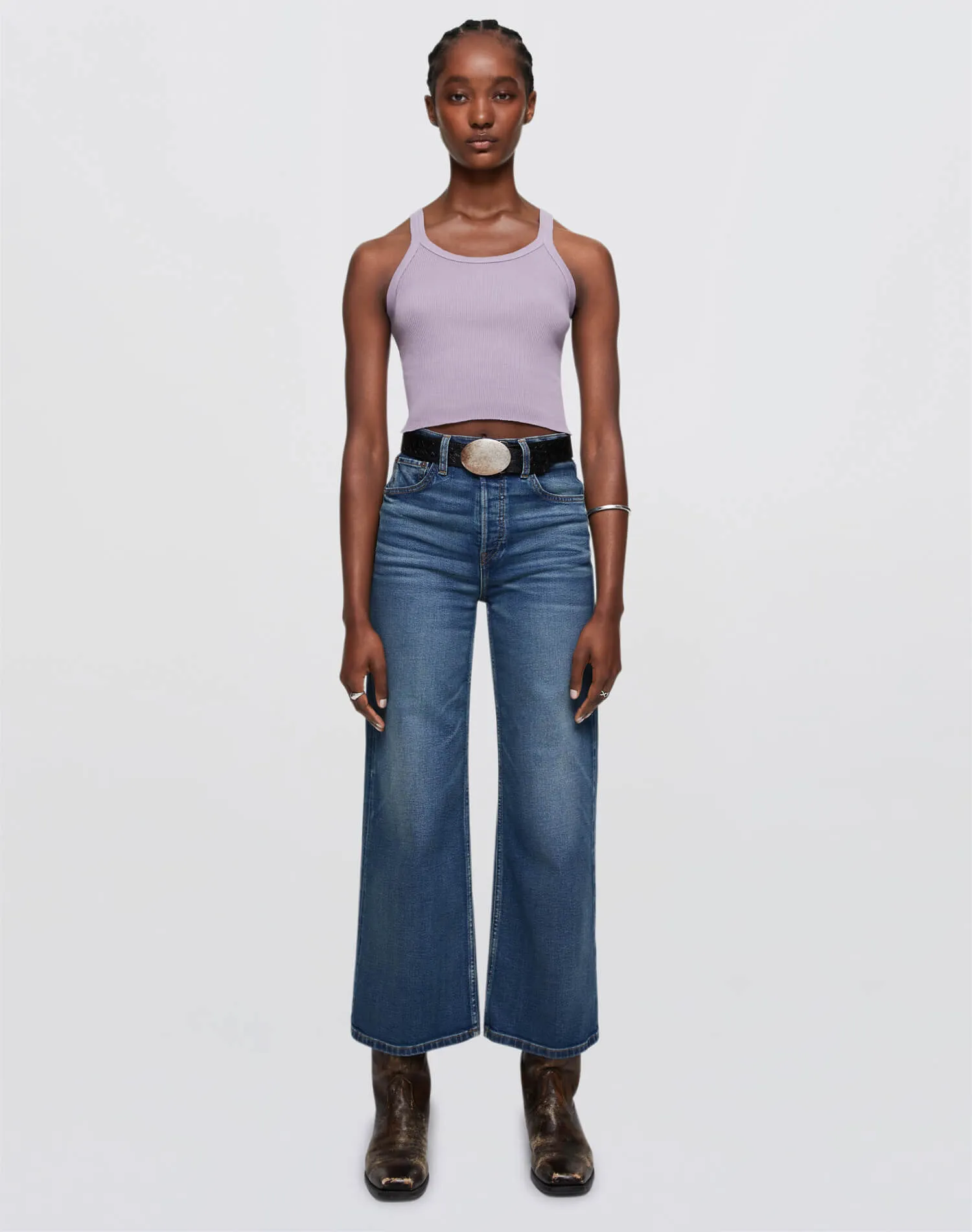 Comfort Stretch High Rise Wide Leg Crop - Crafted Indigo