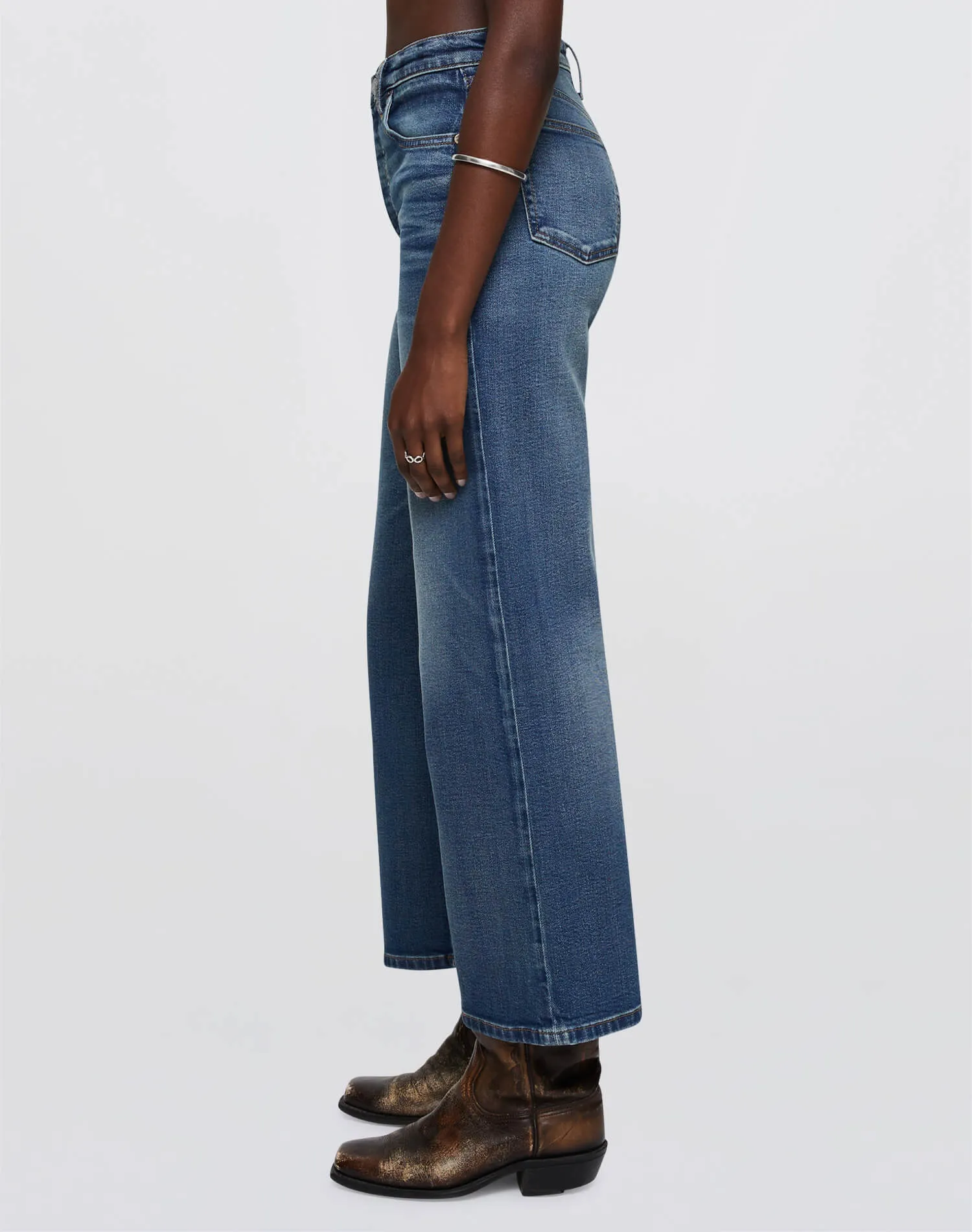 Comfort Stretch High Rise Wide Leg Crop - Crafted Indigo