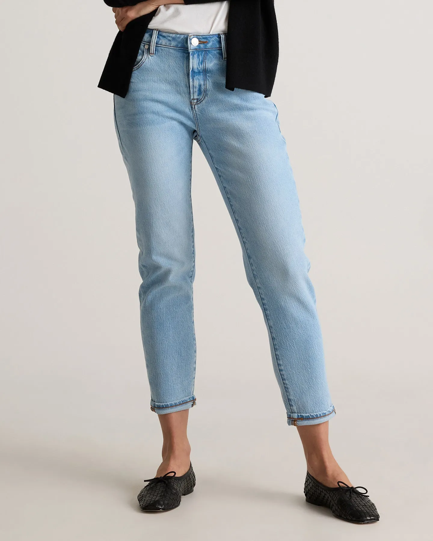 Comfort Stretch Mid Rise Slim Boyfriend Jeans