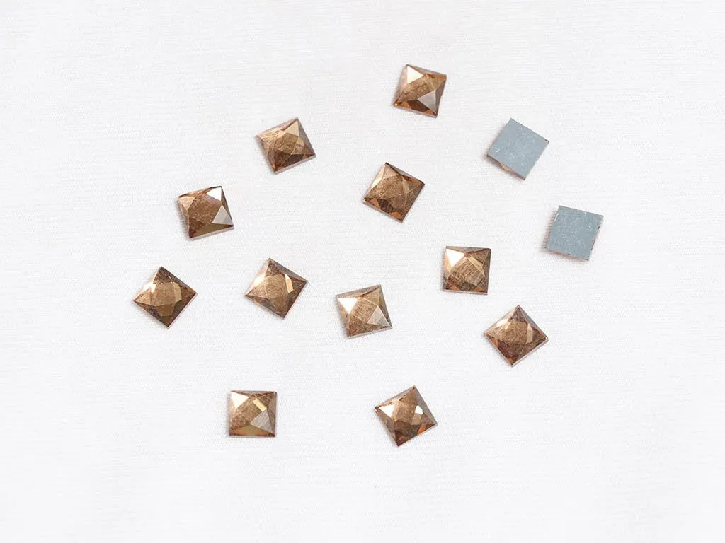 Copper Flat Square Glass Stones -8x8 mm