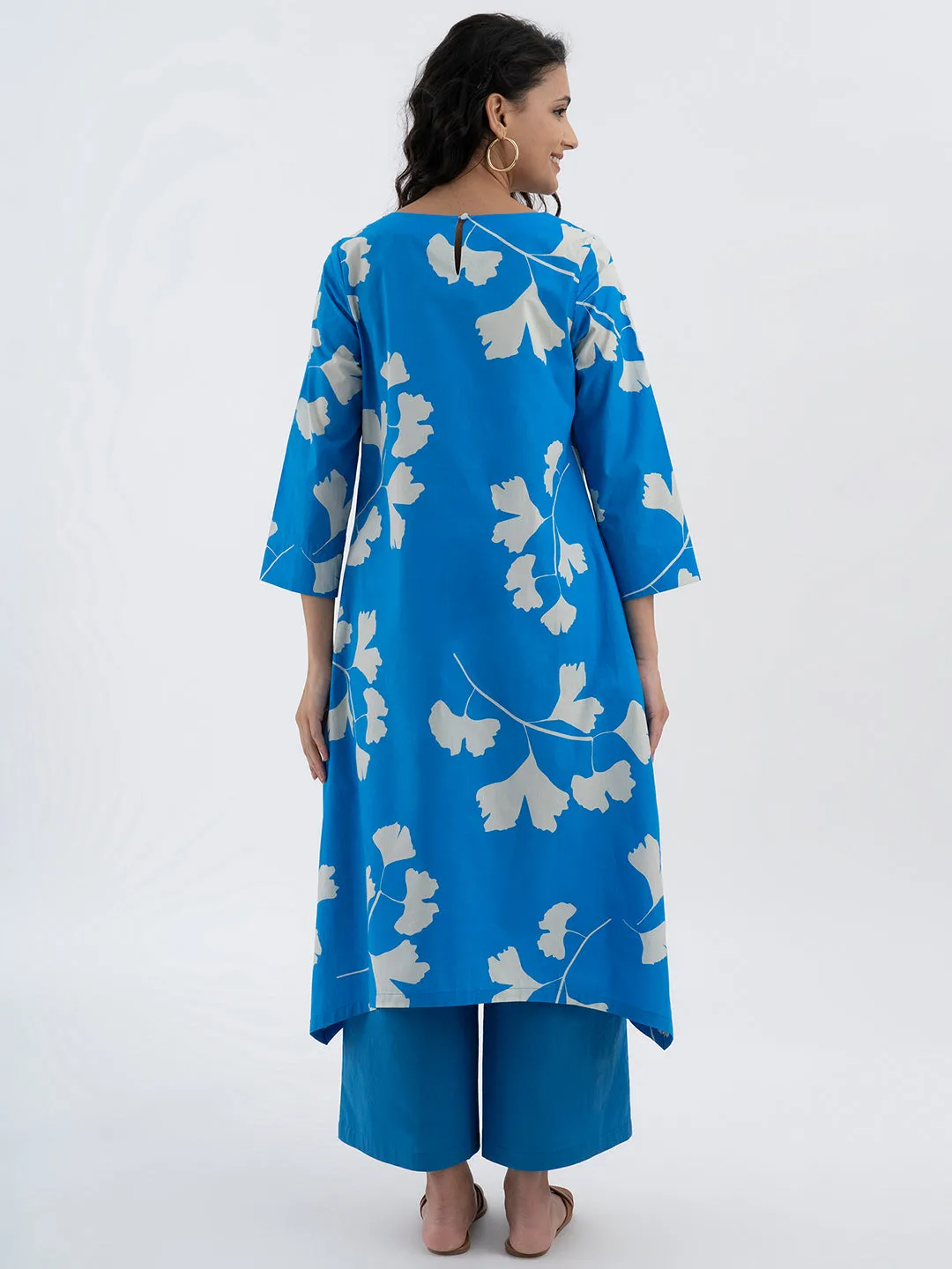Cotton Poplin Relaxed fit Trousers - Blue