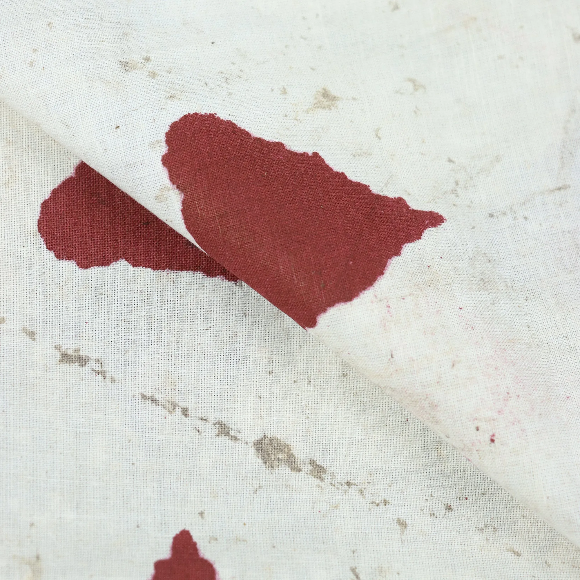 Dabu Hand Block Printed Fabric Red Geometrical Cotton