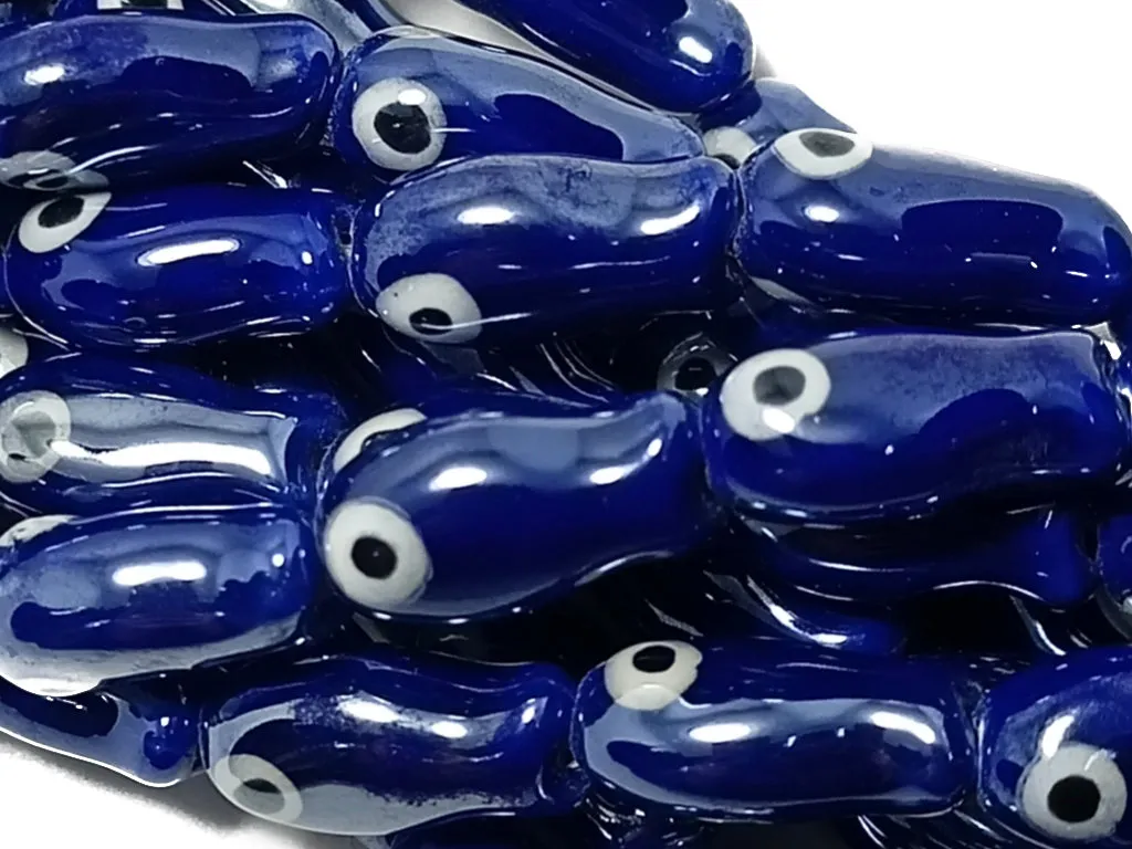 Dark Blue Fish Shaped Ceramic Beads