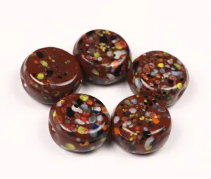 Dark Brown Flat Circular Glass Beads - 20 mm