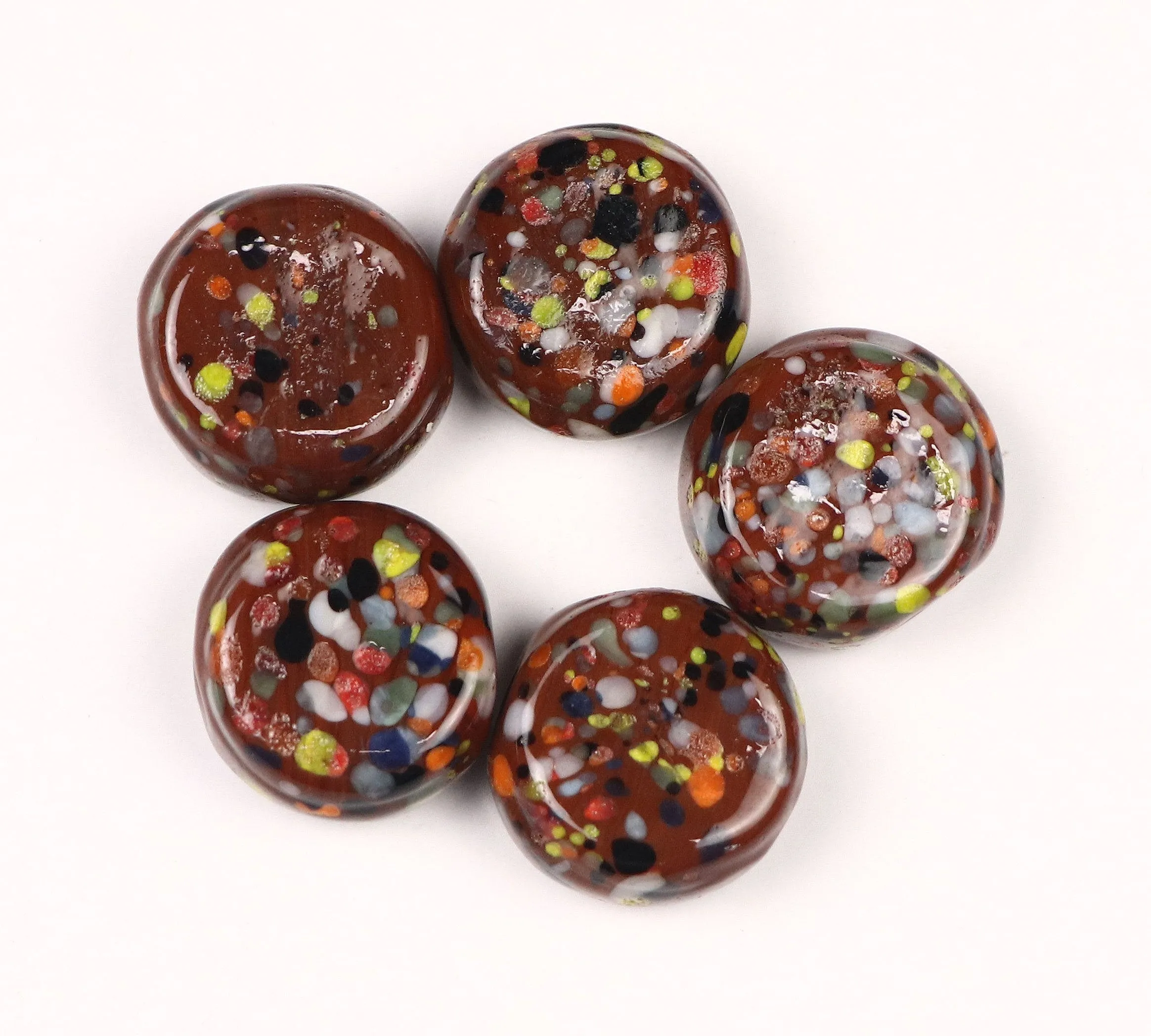 Dark Brown Flat Circular Glass Beads - 20 mm
