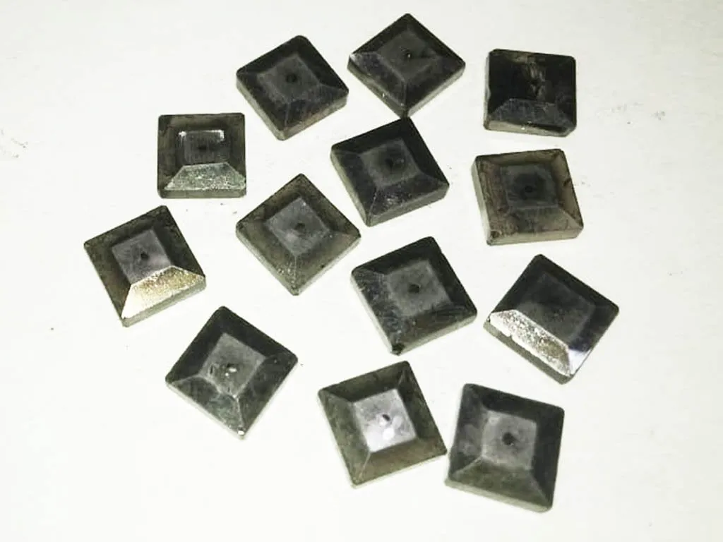 Dark Gray Square 1 Hole Glass Stones