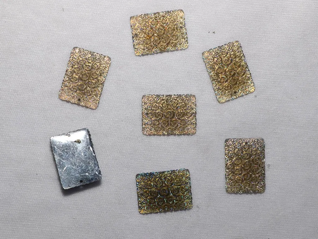 Deep Golden Designer Rectangular Plastic Stones - 18x25 mm