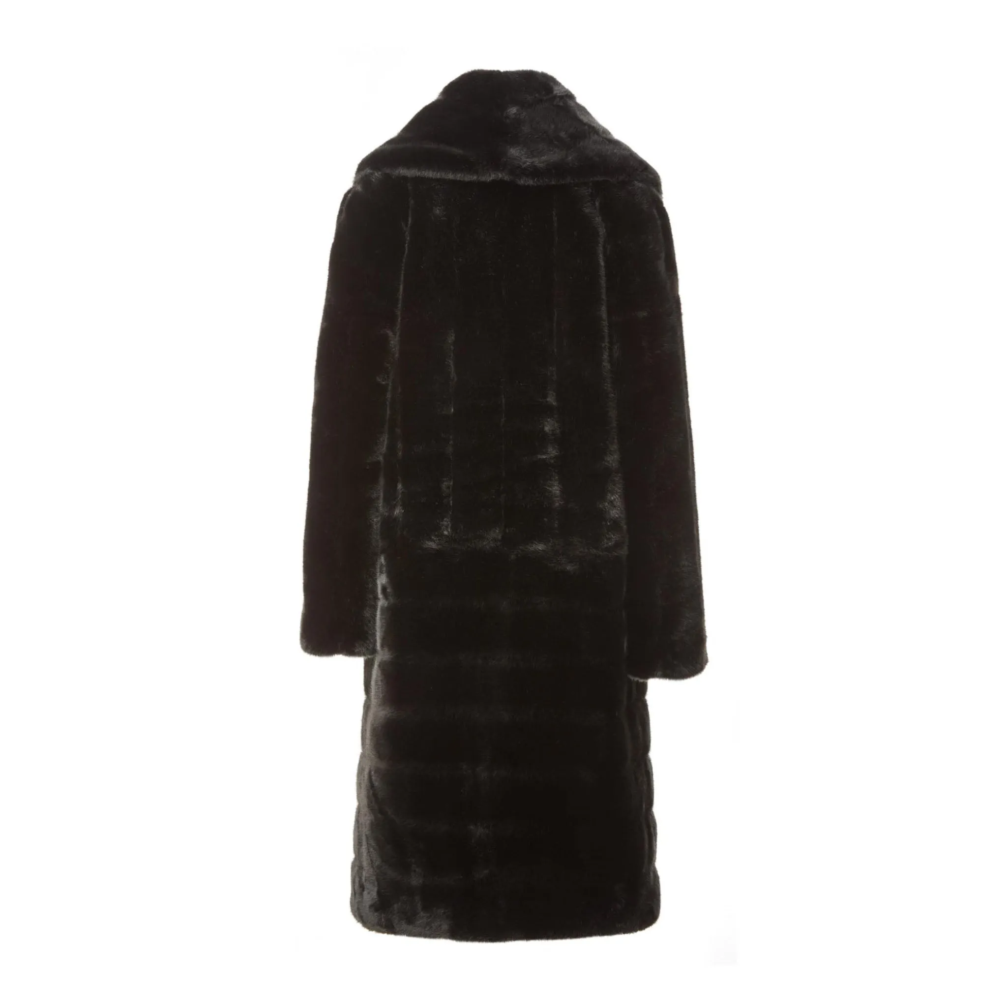 Deutzia Black Stripes Faux Fur Relaxed Coat