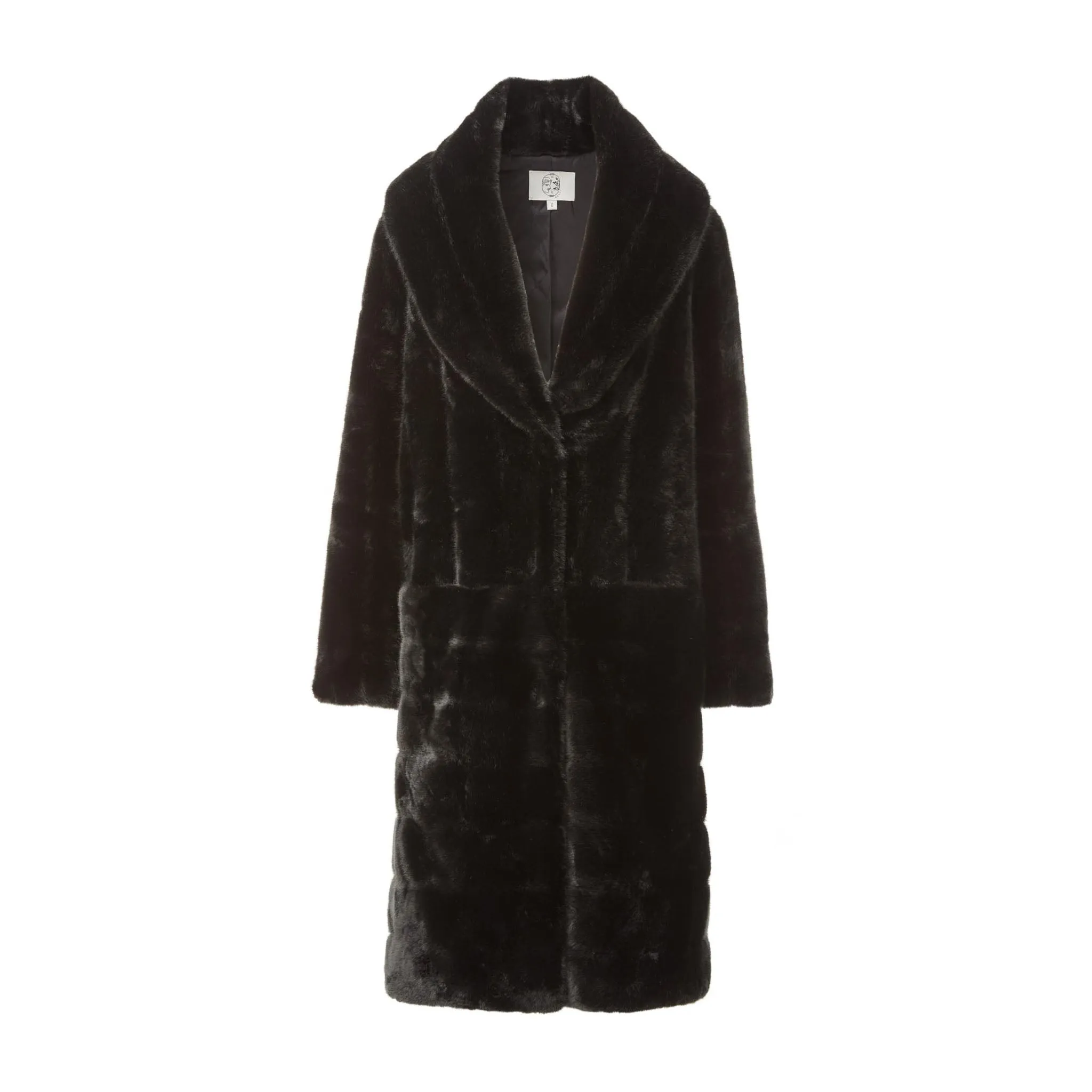 Deutzia Black Stripes Faux Fur Relaxed Coat