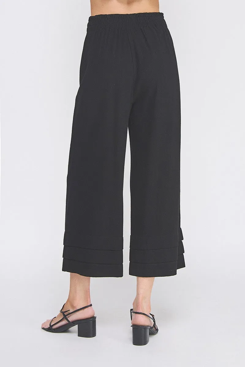 Elastic Ruffle Waist Ankle Pants