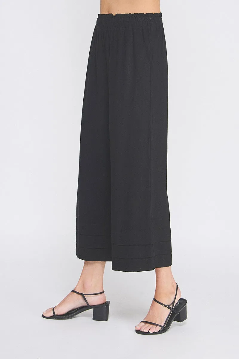 Elastic Ruffle Waist Ankle Pants