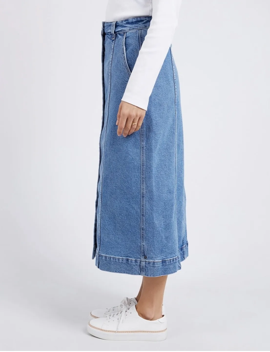 Elm Lifestyle Florence Button Thru Denim Skirt