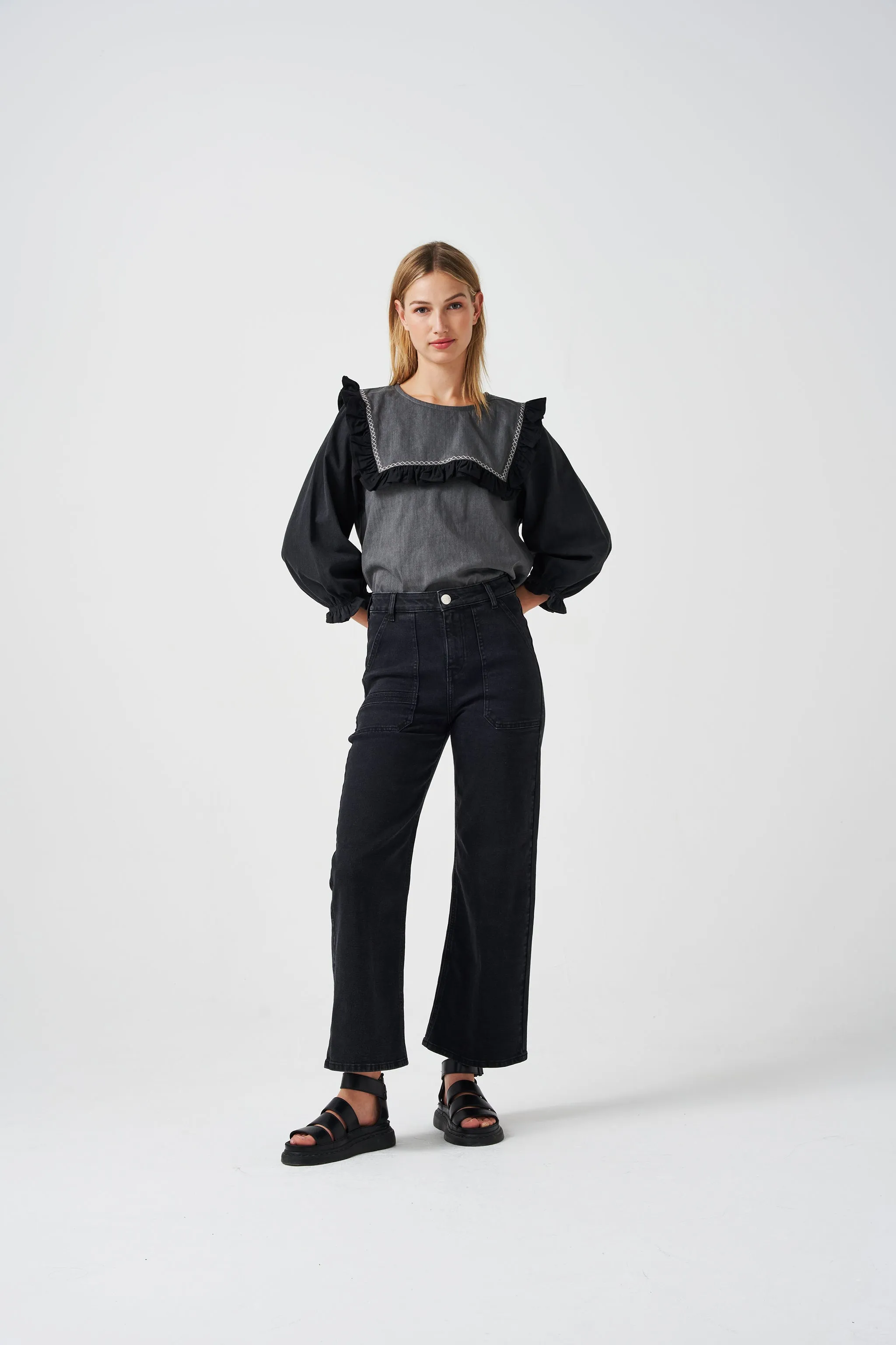 Elodie Jean in Black Denim