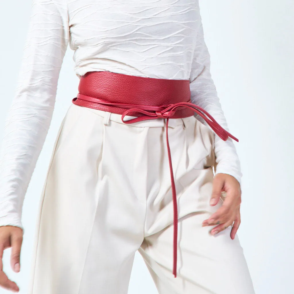 Faux leather obi belt with wrap tie wholesale