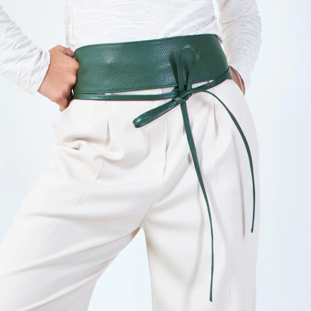 Faux leather obi belt with wrap tie wholesale