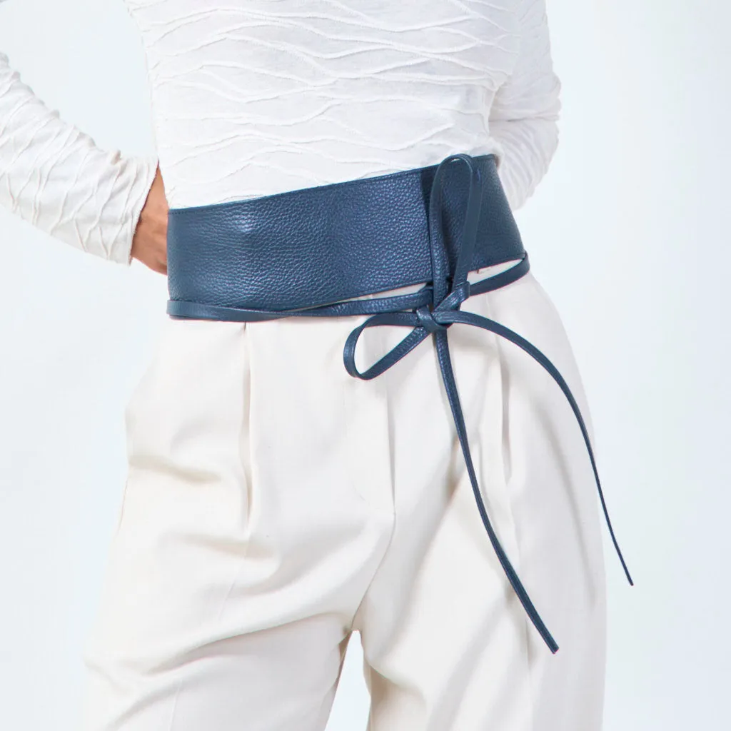 Faux leather obi belt with wrap tie wholesale
