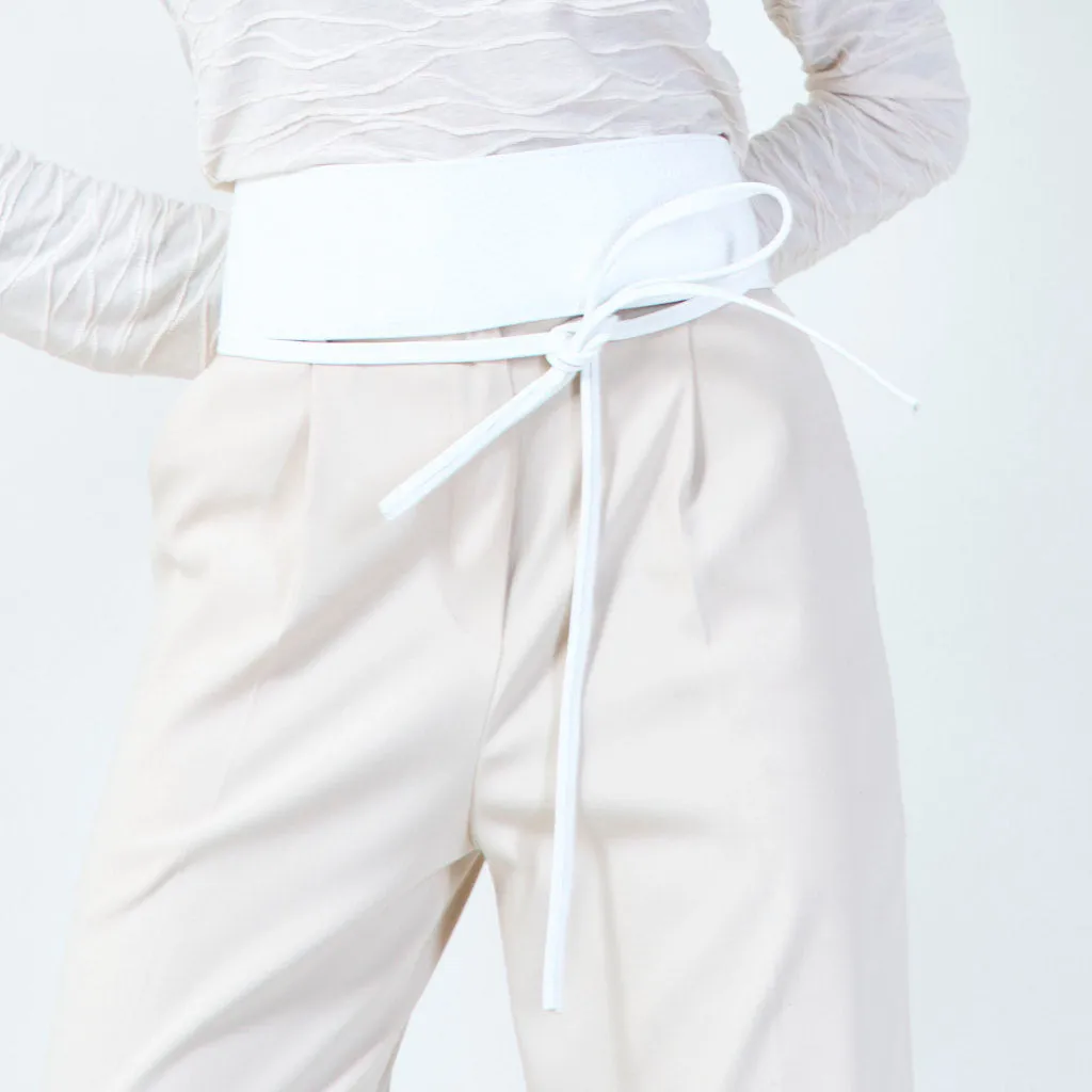 Faux leather obi belt with wrap tie wholesale
