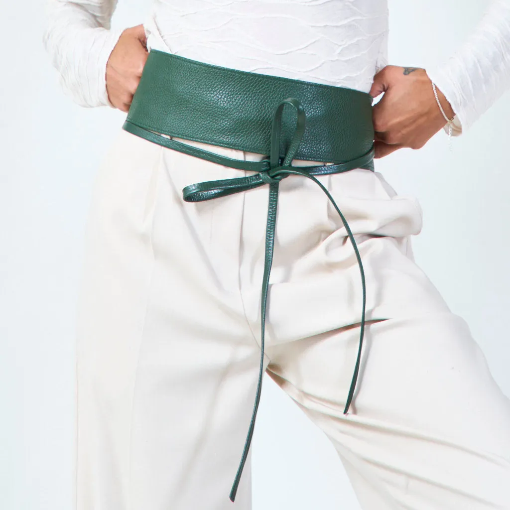 Faux leather obi belt with wrap tie wholesale