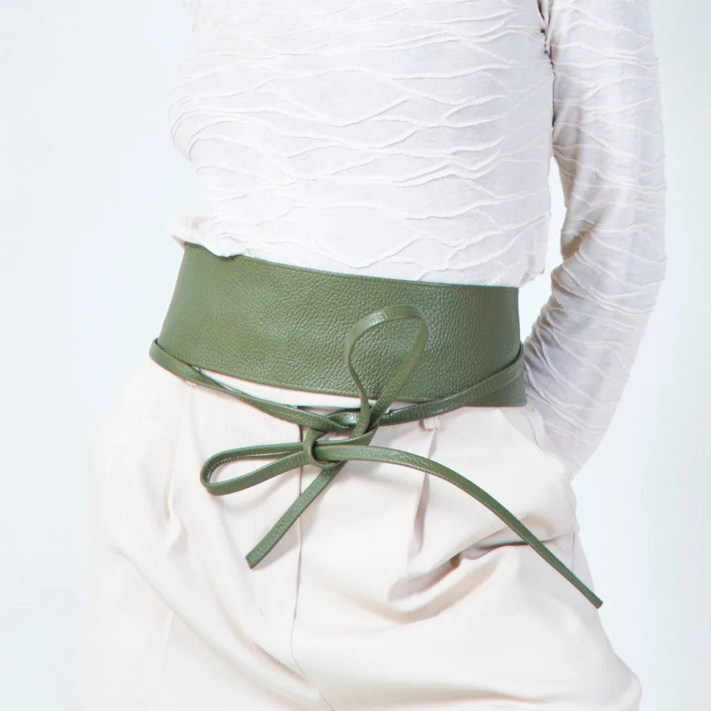 Faux leather obi belt with wrap tie wholesale