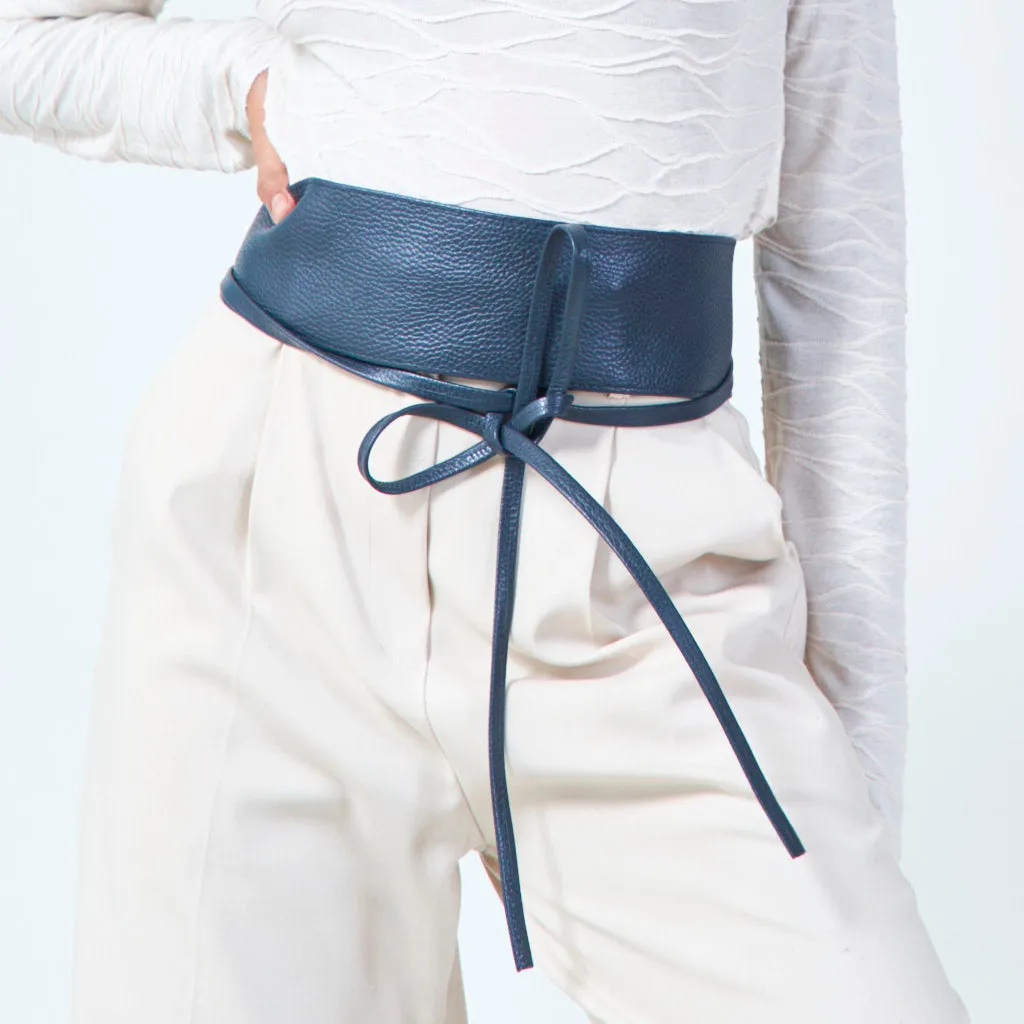 Faux leather obi belt with wrap tie wholesale